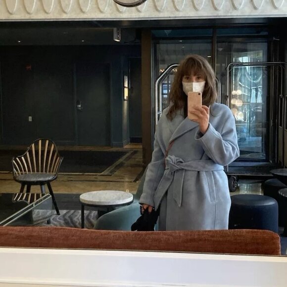 Zara Premium Collection Sky Blue Oversize Wool Blend Coat XS-M - Picture 7 of 8